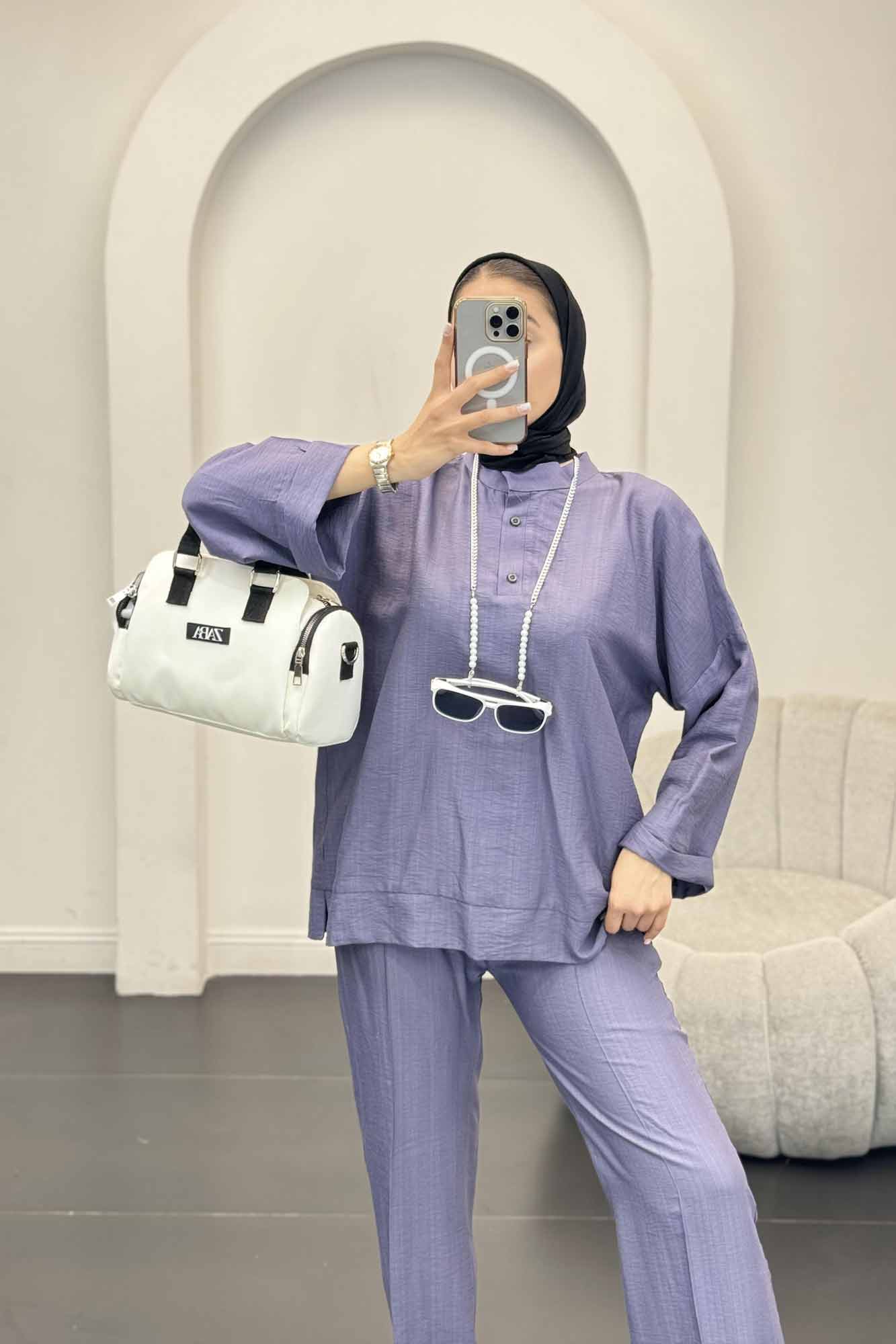 ست بلوز و شلوار بابوس دو دکمه