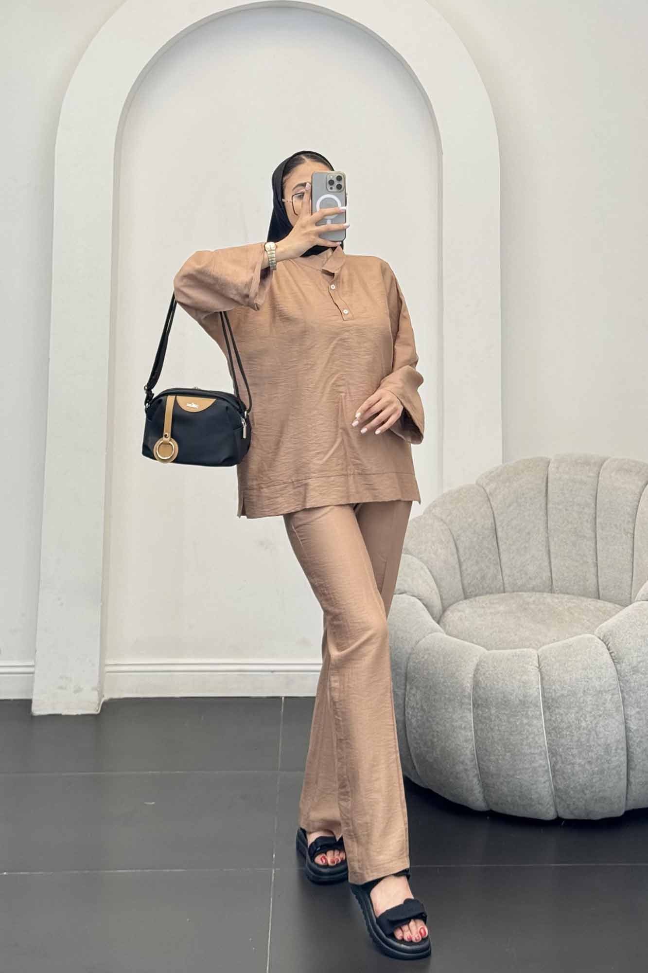 ست بلوز و شلوار بابوس دو دکمه