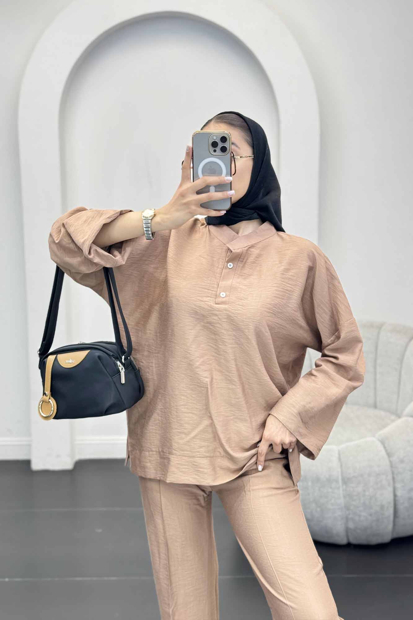 ست بلوز و شلوار بابوس دو دکمه