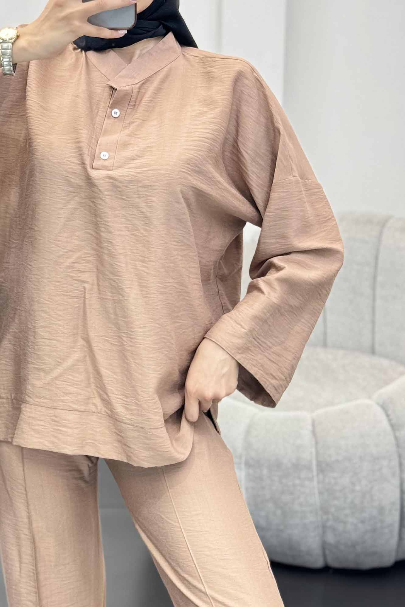 ست بلوز و شلوار بابوس دو دکمه