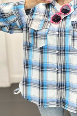 شومیز چهارخانه بغل بند دار