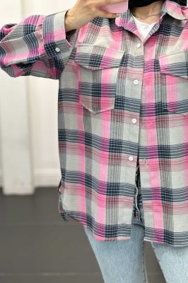 شومیز چهارخانه بغل بند دار