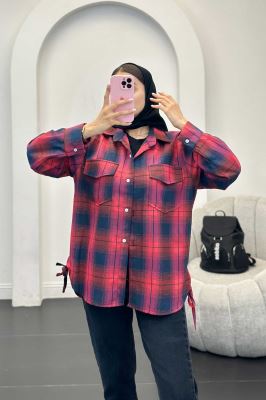 شومیز چهارخانه بغل بند دار