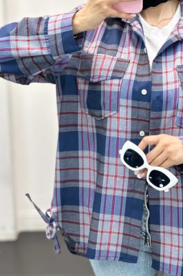 شومیز چهارخانه بغل بند دار