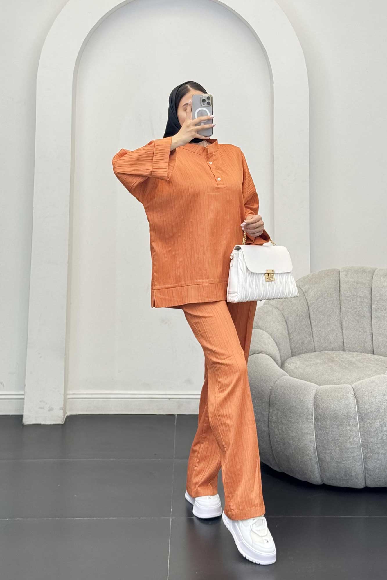 ست بلوز و شلوار کریشه دو دکمه