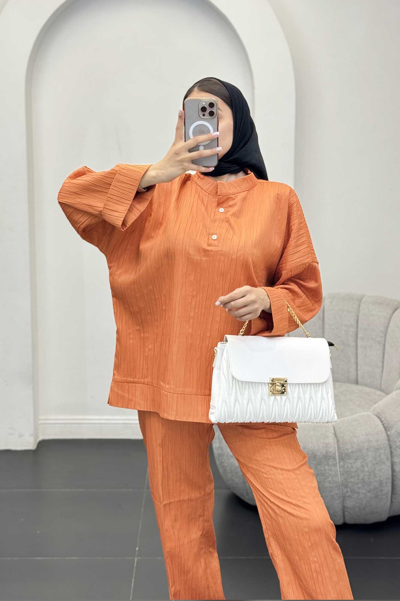 ست بلوز و شلوار کریشه دو دکمه