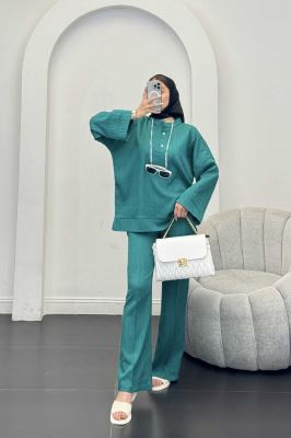 ست بلوز و شلوار کریشه دو دکمه