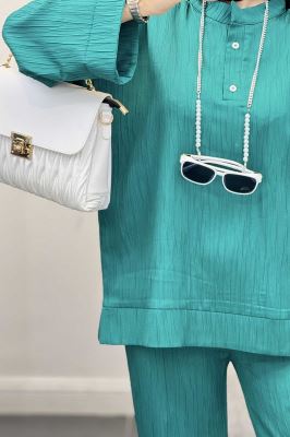 ست بلوز و شلوار کریشه دو دکمه