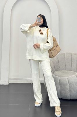 ست بلوز و شلوار کریشه دو دکمه