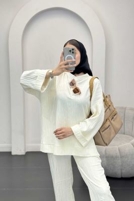 ست بلوز و شلوار کریشه دو دکمه