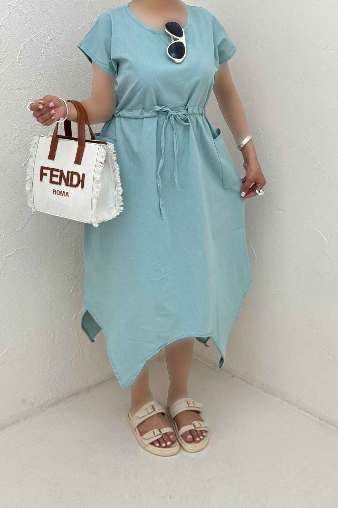 کت لینن کمر گت دار دکمه زاماک