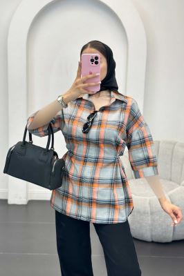 شومیز چهارخانه کمر گت دار