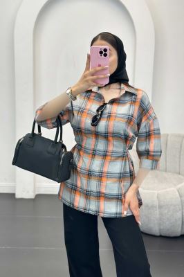 شومیز چهارخانه کمر گت دار