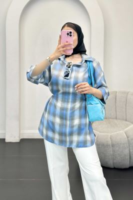 شومیز چهارخانه کمر گت دار