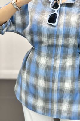 شومیز چهارخانه کمر گت دار