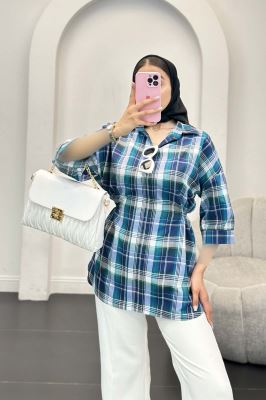 شومیز چهارخانه کمر گت دار