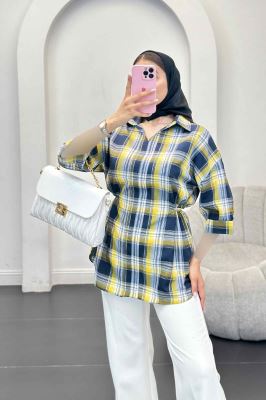 شومیز چهارخانه کمر گت دار