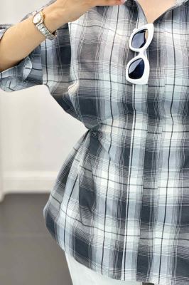 شومیز چهارخانه کمر گت دار