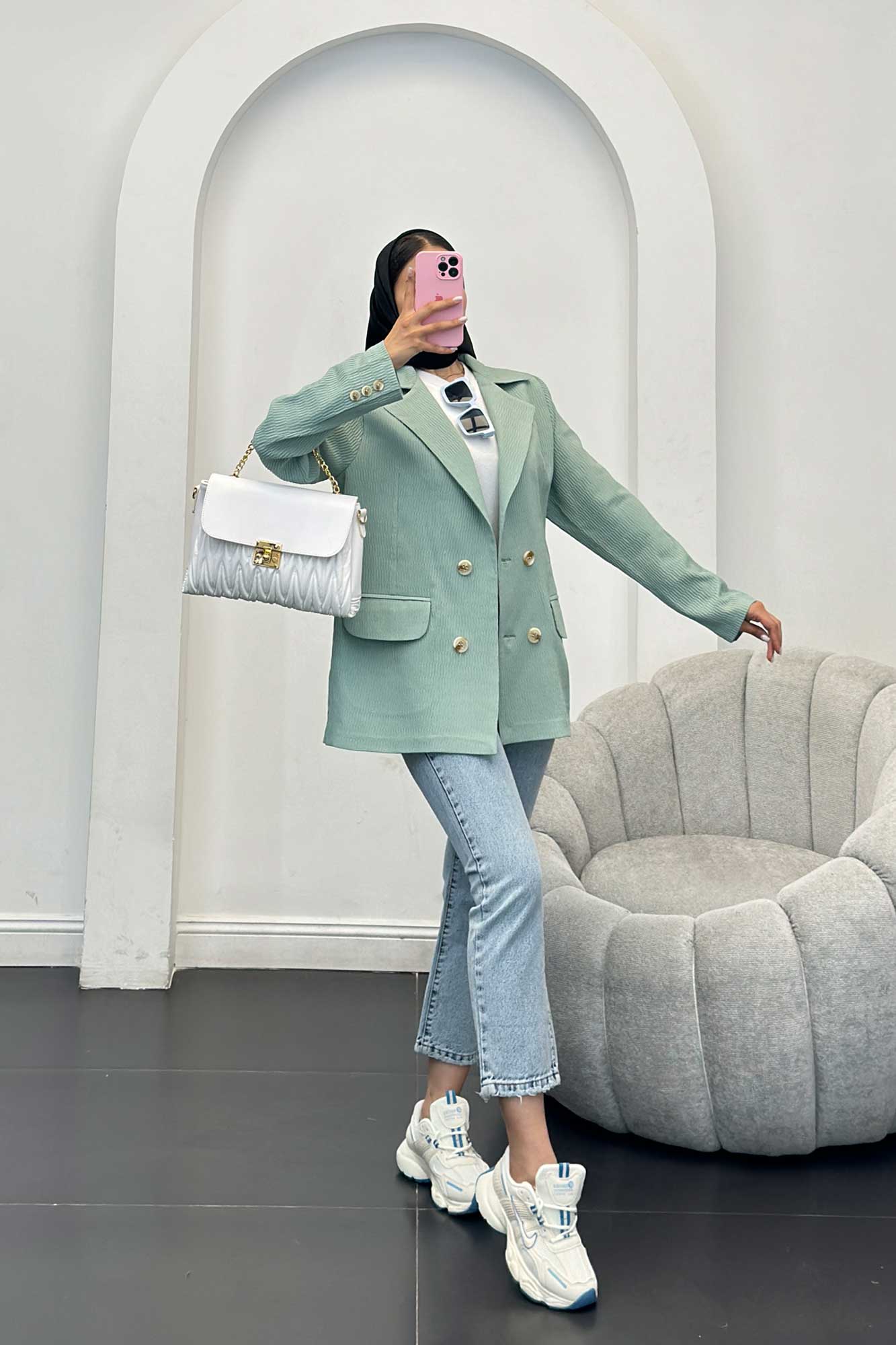 مانتو آستین سه دکمه السا مدل نوبل