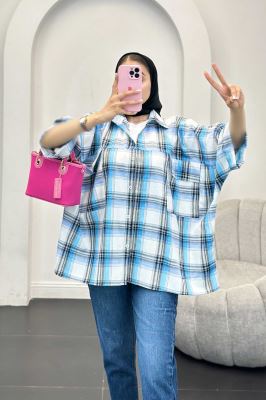 شومیز چهارخانه جیب پاکتی کیمونو