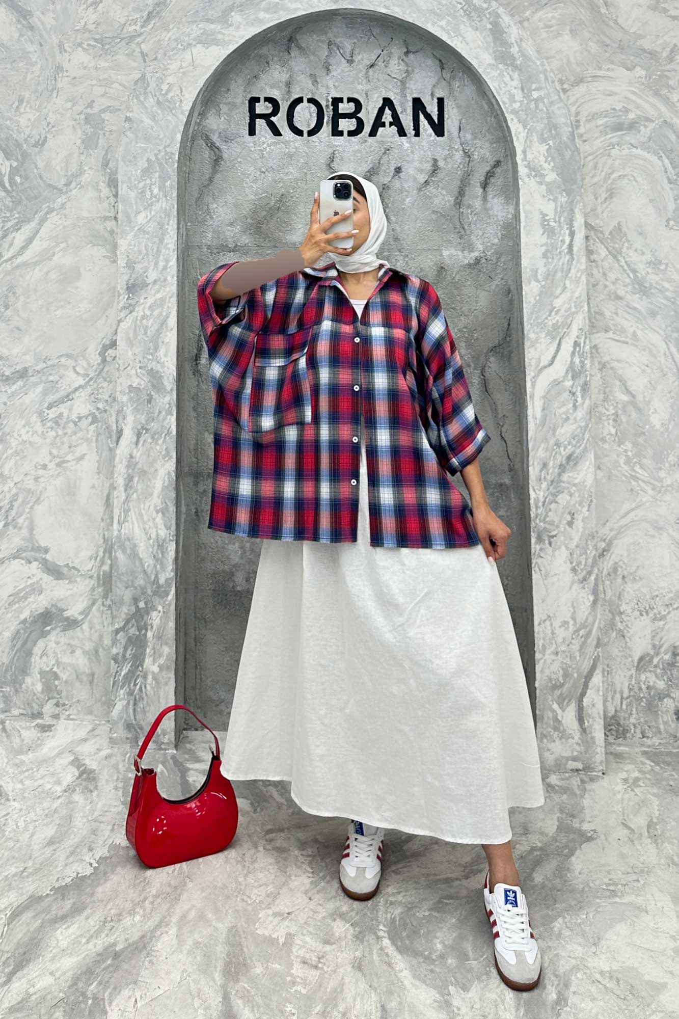 شومیز چهارخانه جیب پاکتی کیمونو