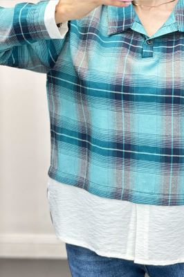 بلوز چهارخانه دو تیکه سفید