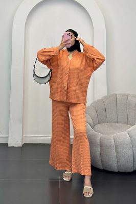 ست کت و شلوار نوا یقه گرد شیده