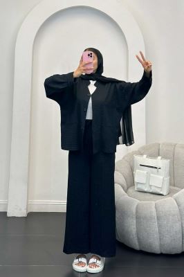 ست کت و شلوار نوا یقه گرد شیده