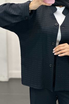 ست کت و شلوار نوا یقه گرد شیده