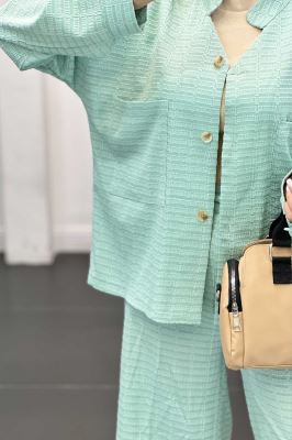 ست کت و شلوار نوا یقه گرد شیده