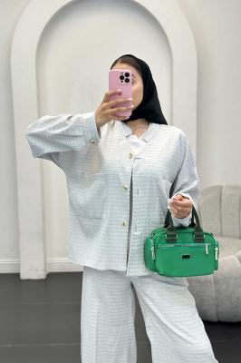 ست کت و شلوار نوا یقه گرد شیده