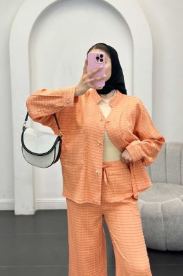 ست کت و شلوار نوا یقه گرد اوچر