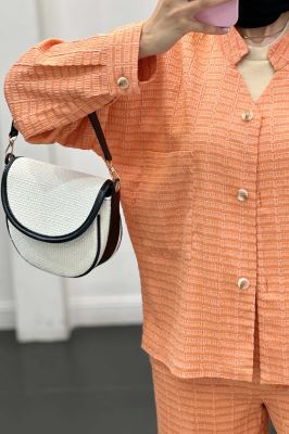 ست کت و شلوار نوا یقه گرد اوچر