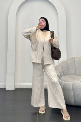 ست کت و شلوار نوا یقه گرد اوچر