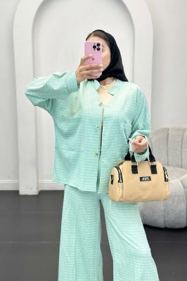 ست کت و شلوار نوا یقه گرد اوچر