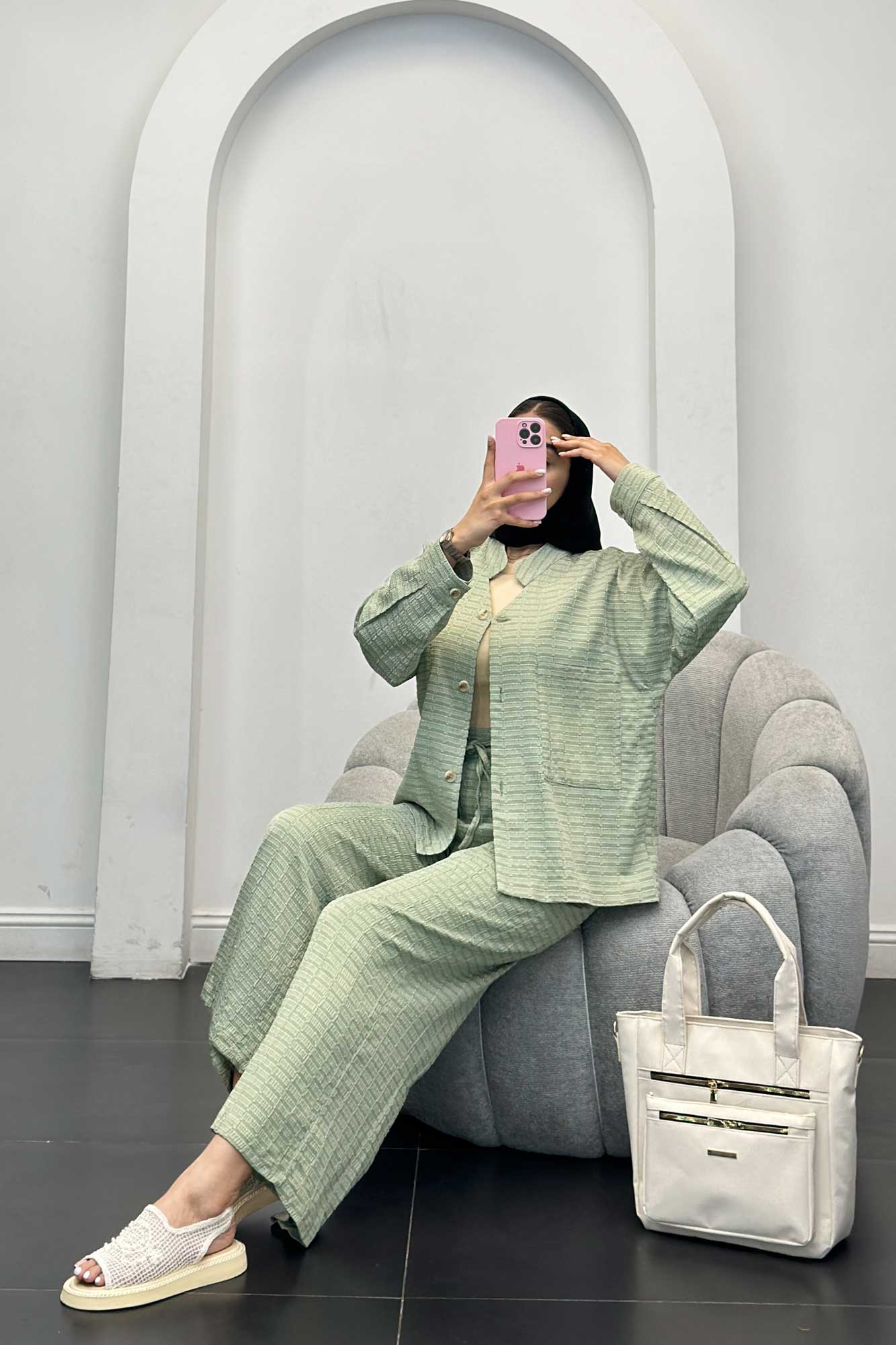 ست کت و شلوار نوا یقه گرد اوچر