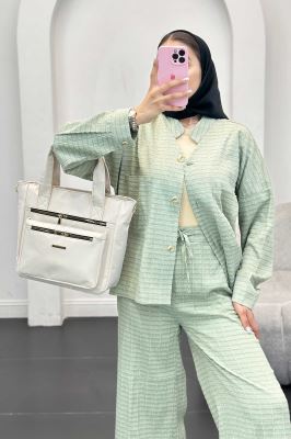 ست کت و شلوار نوا یقه گرد اوچر