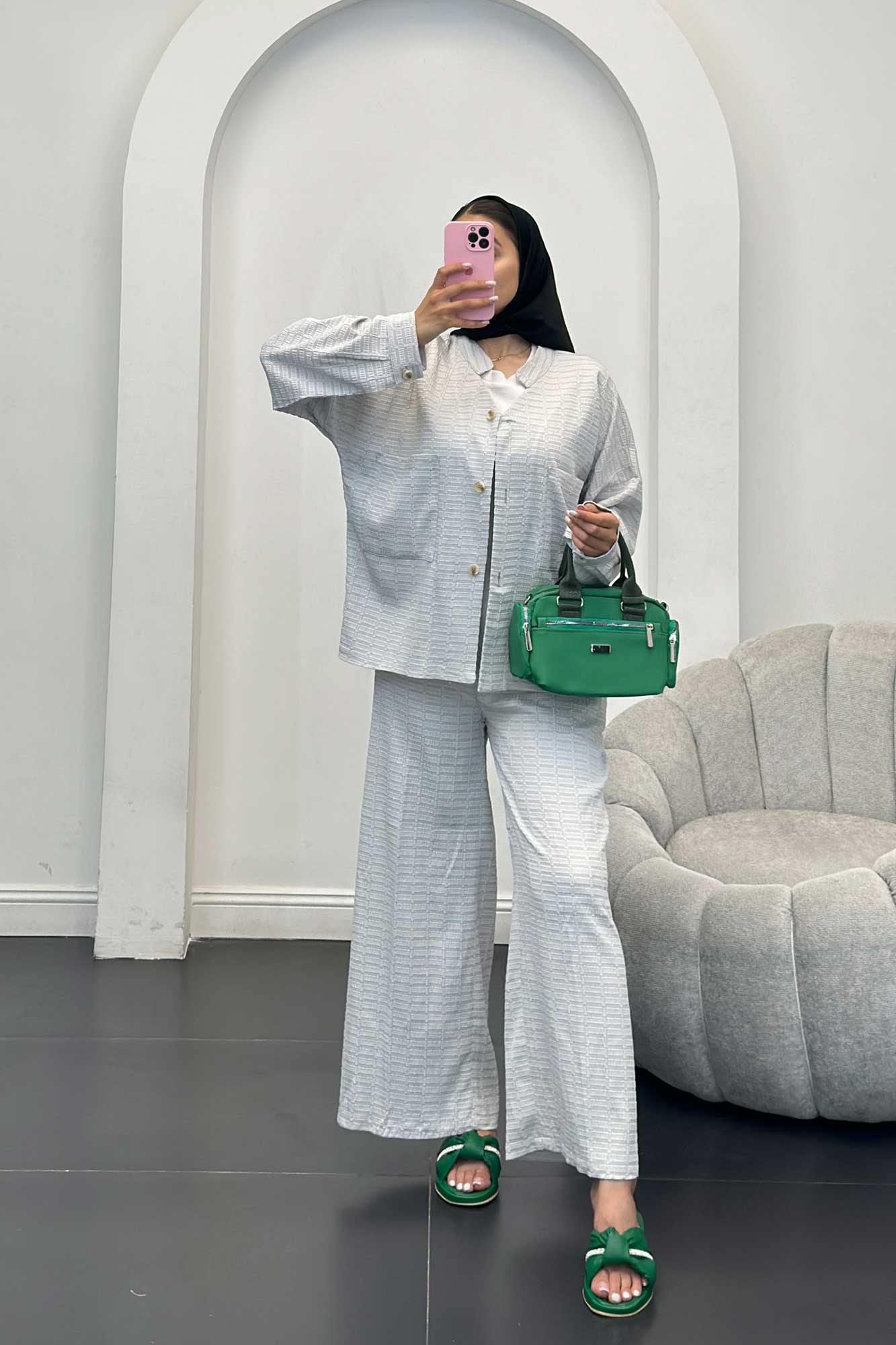 ست کت و شلوار نوا یقه گرد اوچر