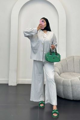 ست کت و شلوار نوا یقه گرد اوچر