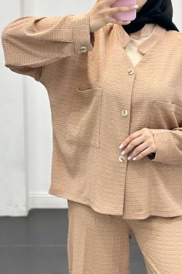 ست کت و شلوار نوا یقه گرد اوچر