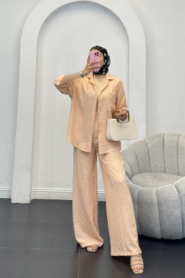 ست شانتون شومیز و شلوار آستین کوتاه لیندو