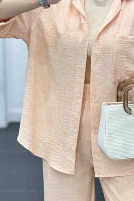 ست شانتون شومیز و شلوار آستین کوتاه لیندو