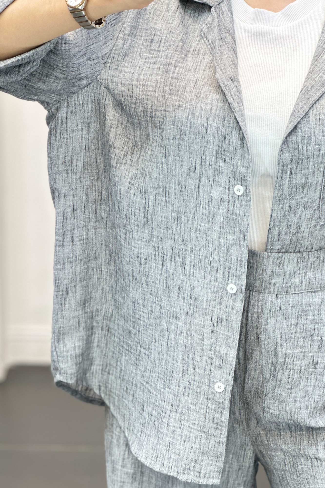 ست شانتون شومیز و شلوار آستین کوتاه لیندو