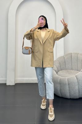 مانتو یقه ب ب لینن نچرال