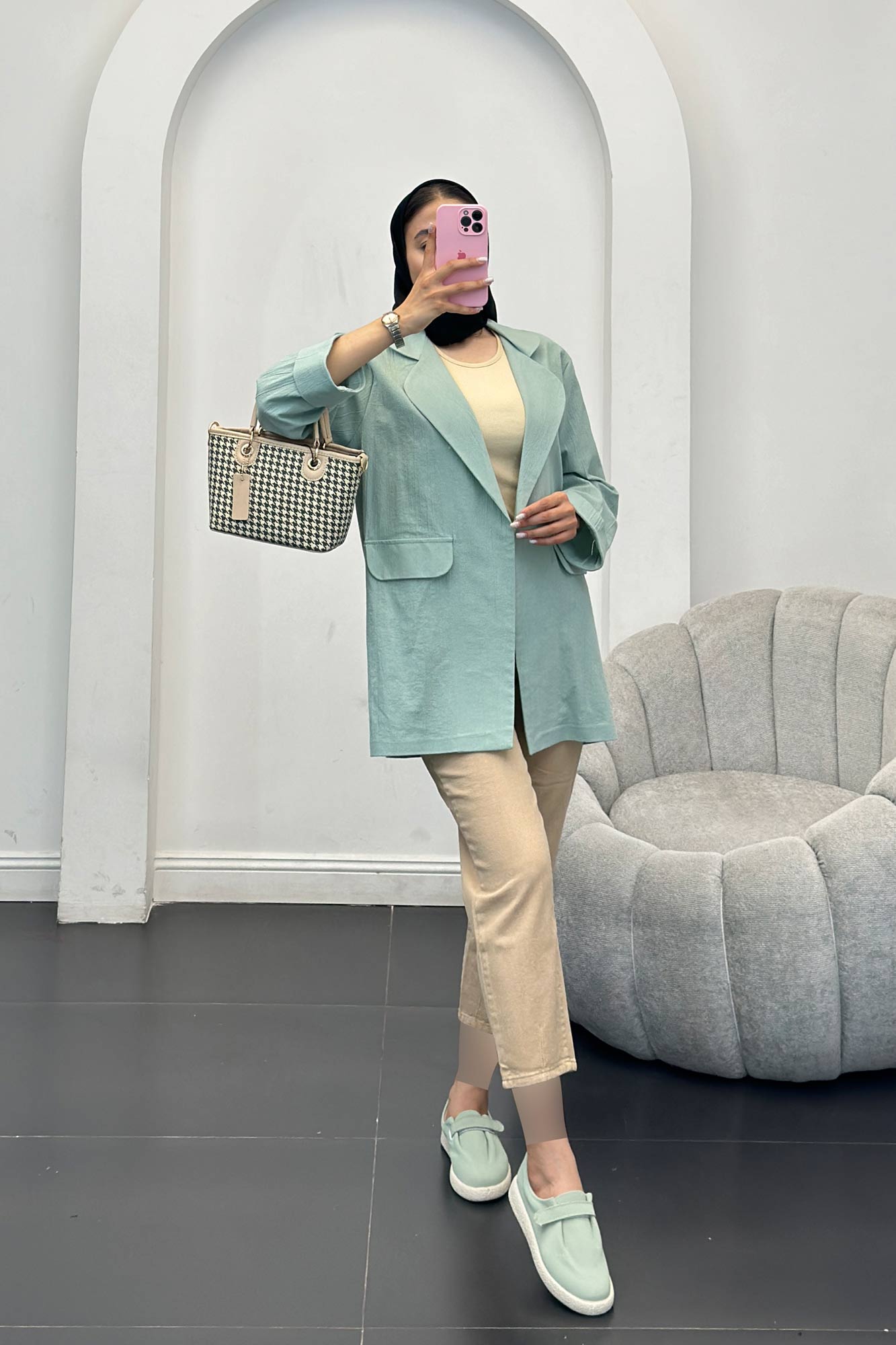 مانتو یقه ب ب لینن نچرال