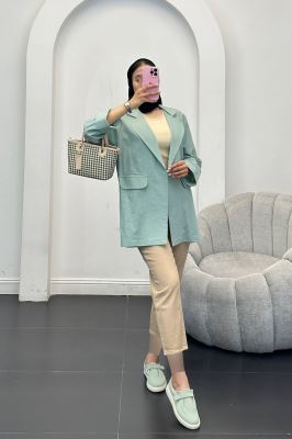 مانتو یقه ب ب لینن نچرال