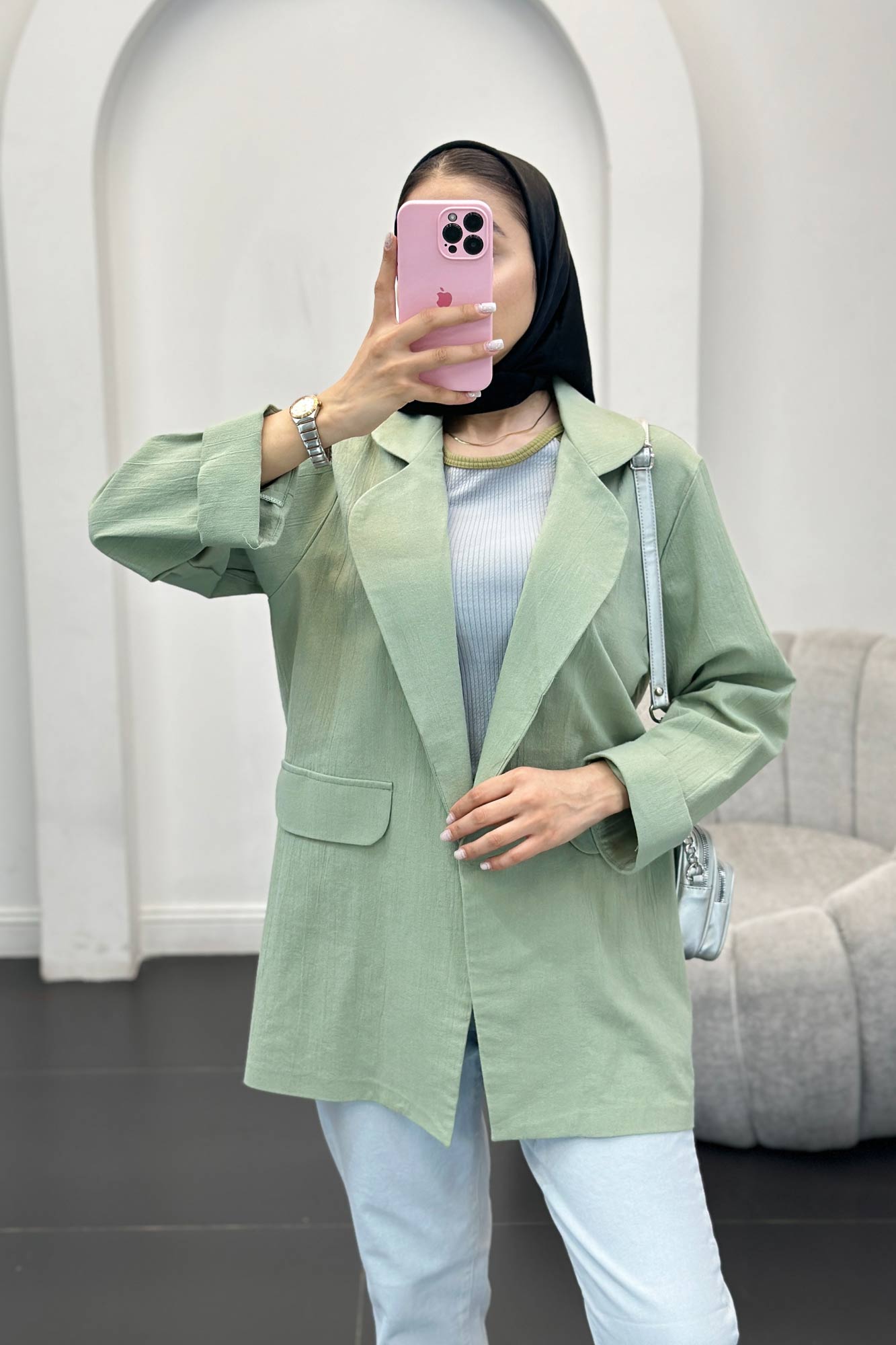 مانتو یقه ب ب لینن نچرال