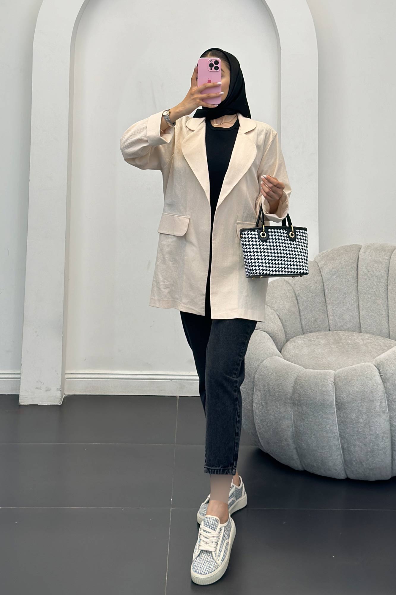 مانتو یقه ب ب لینن نچرال