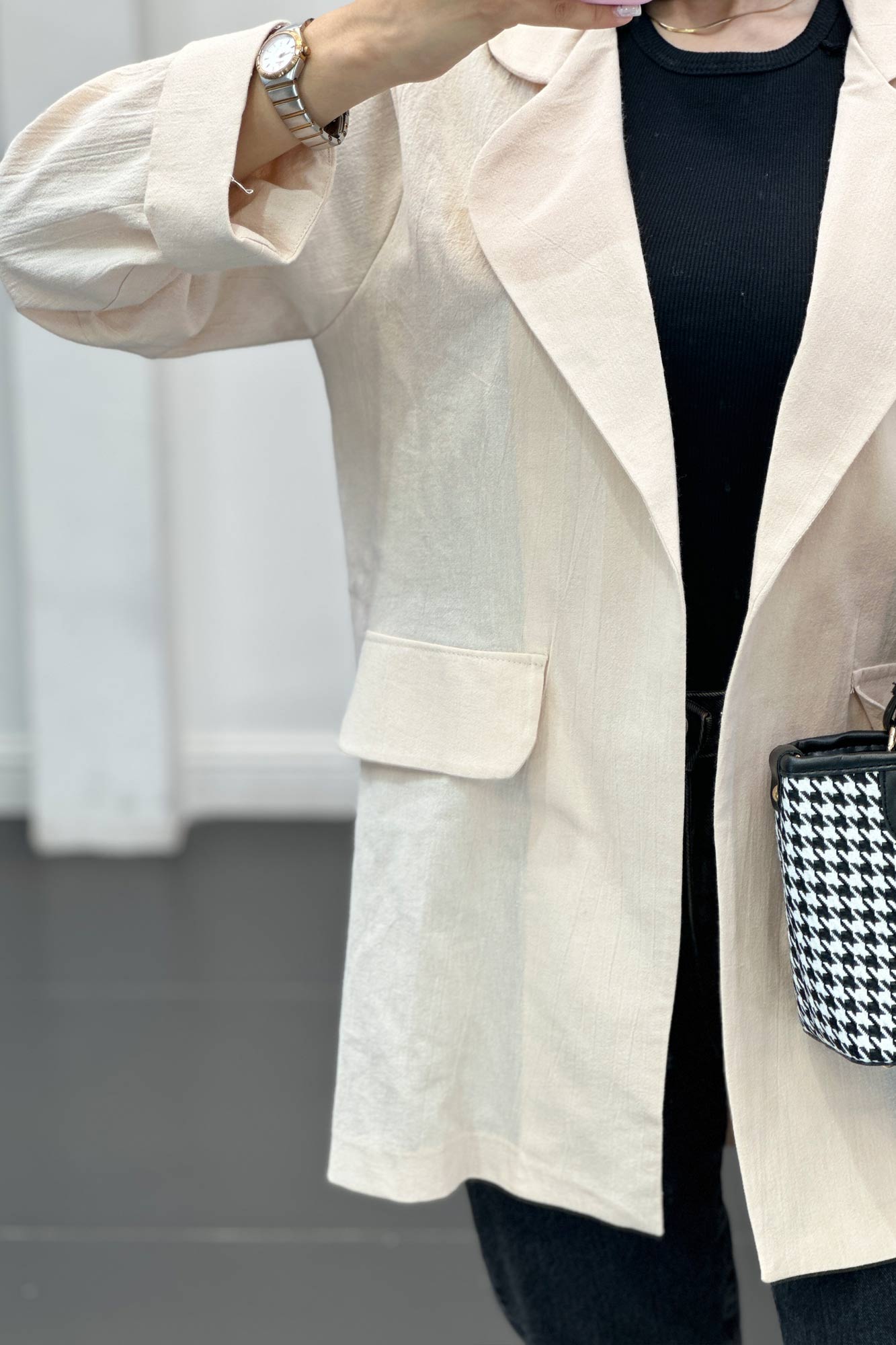 مانتو یقه ب ب لینن نچرال