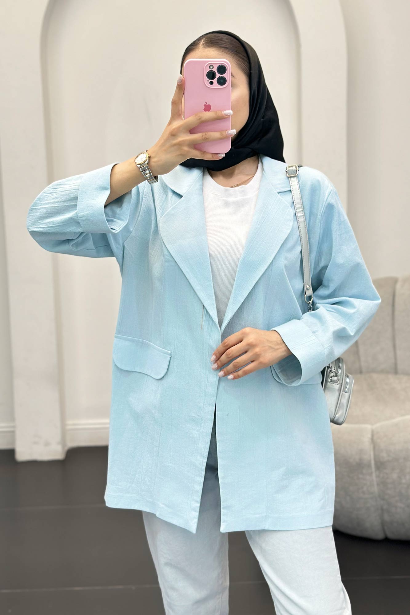 مانتو یقه ب ب لینن نچرال